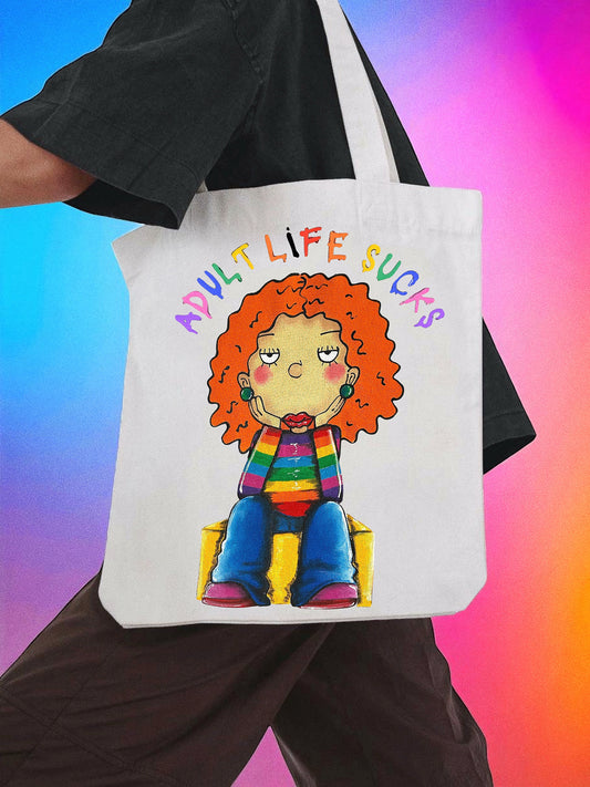 ADULT LIFE SUCKS tote bag